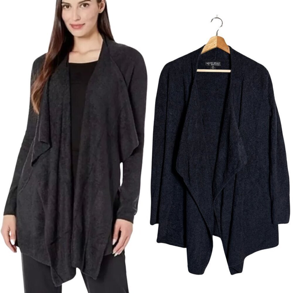 Barefoot Dreams Bamboo Chic Lite Open Front Cardigan Sweater Women's S/M Black